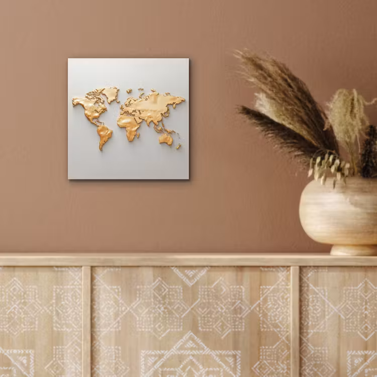 Wereldkaart - Luxe uitstraling - Wit aluminium wit klein -sfeer4
