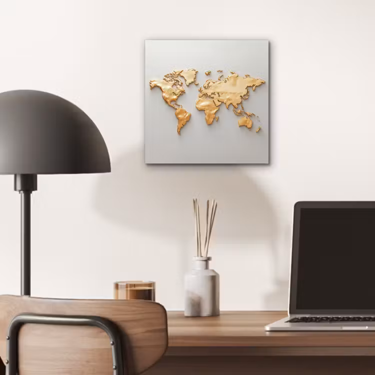 Wereldkaart - Luxe uitstraling - Wit aluminium wit klein -sfeer5