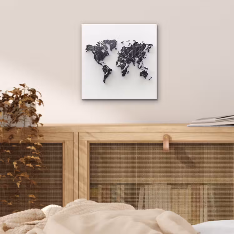 Wereldkaart - Marmer - Modern aluminium wit klein -sfeer3