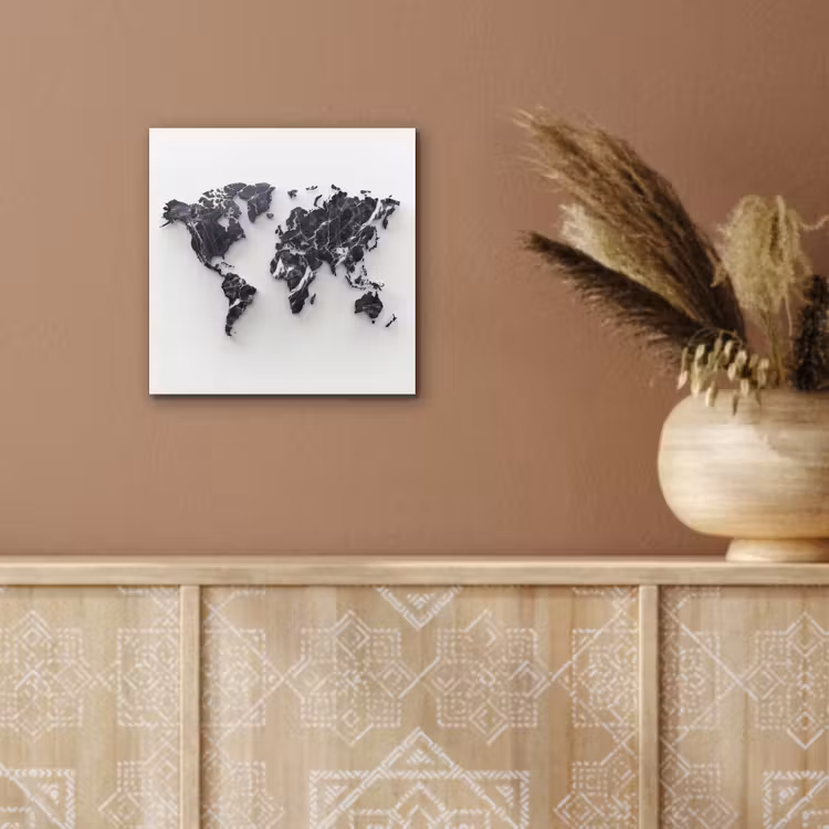 Wereldkaart - Marmer - Modern aluminium wit klein -sfeer4