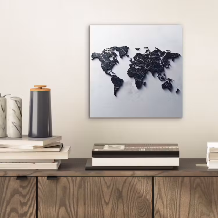 Wereldkaart - Marmer - Ruwe achtergrond aluminium wit klein -sfeer1