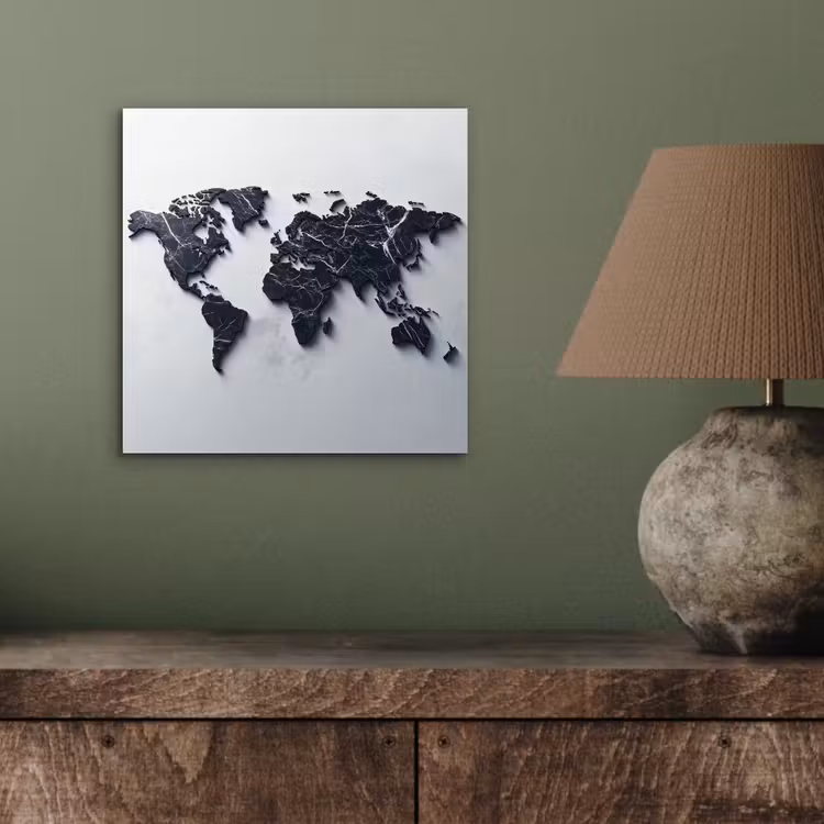 Wereldkaart - Marmer - Ruwe achtergrond aluminium wit klein -sfeer2