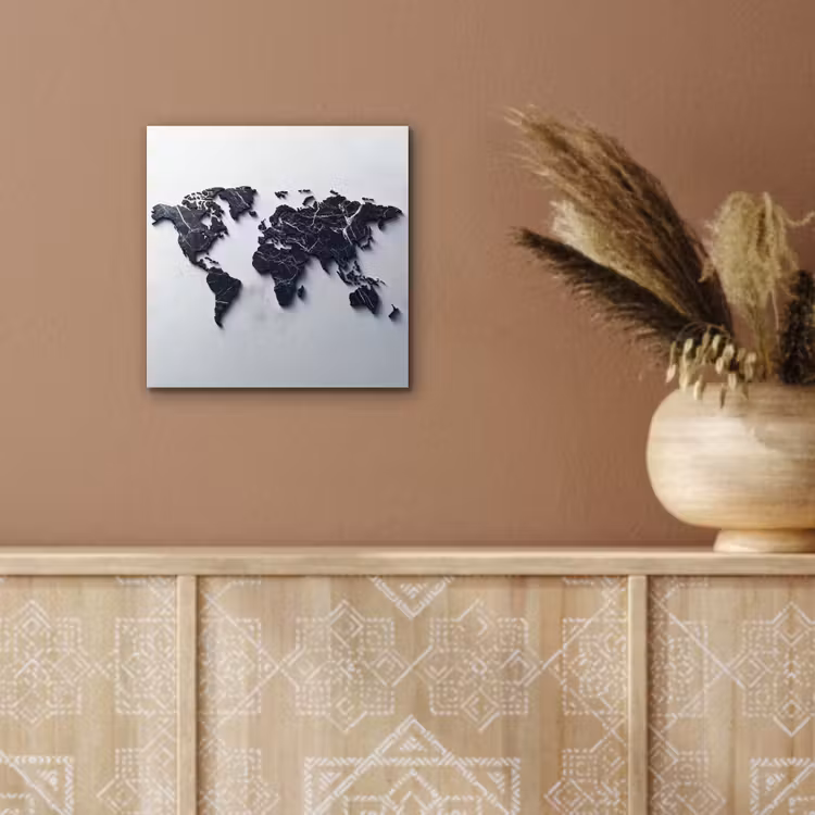 Wereldkaart - Marmer - Ruwe achtergrond aluminium wit klein -sfeer4