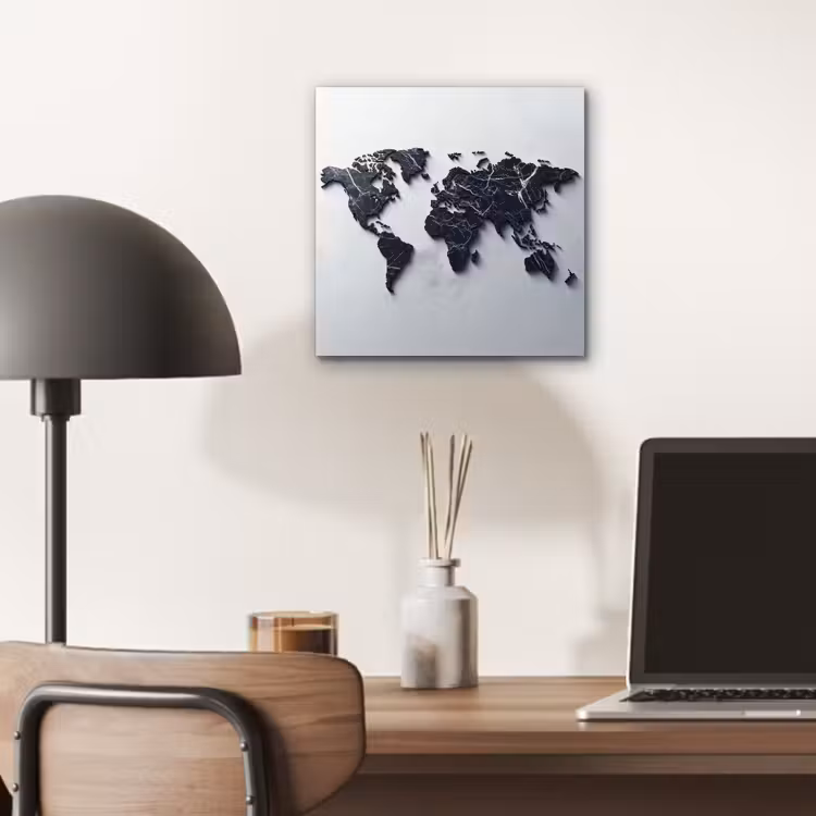 Wereldkaart - Marmer - Ruwe achtergrond aluminium wit klein -sfeer5
