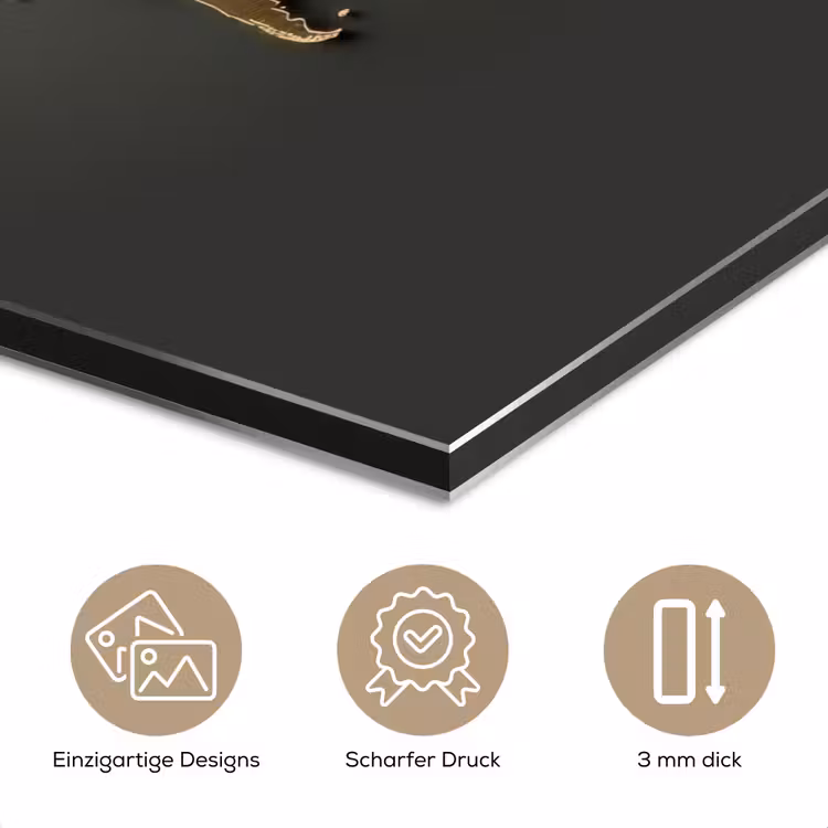 Wereldkaart - Minimalistisch - Gouden afwerking aluminium wit klein -closeup_DE