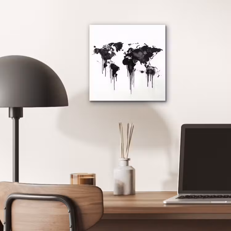 Wereldkaart - Minimalistisch - Graffiti aluminium wit klein -sfeer5