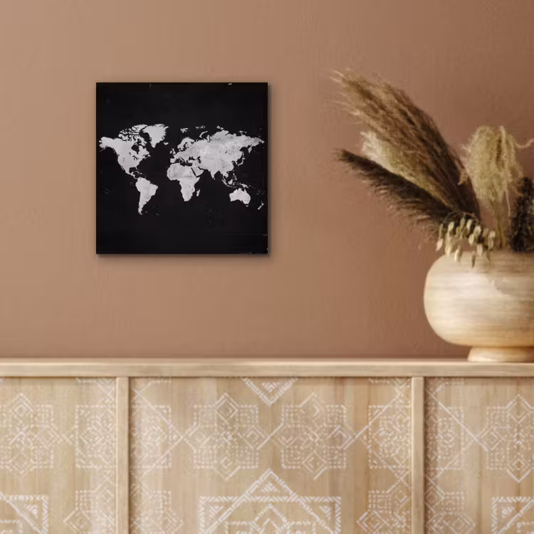 Wereldkaart - Minimalistisch - Wit aluminium wit klein -sfeer4