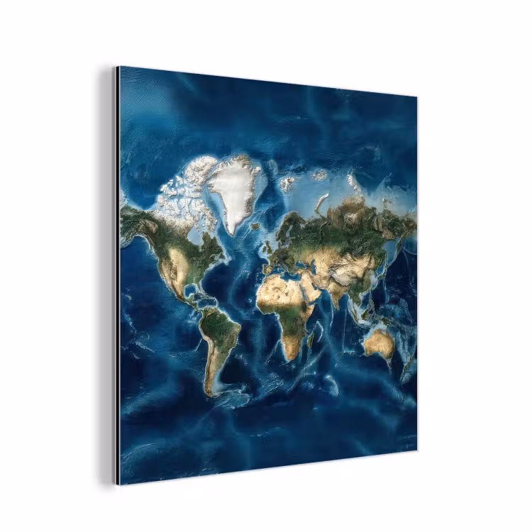 Wereldkaart - Natuurlijk - Goud aluminium wit klein -3d