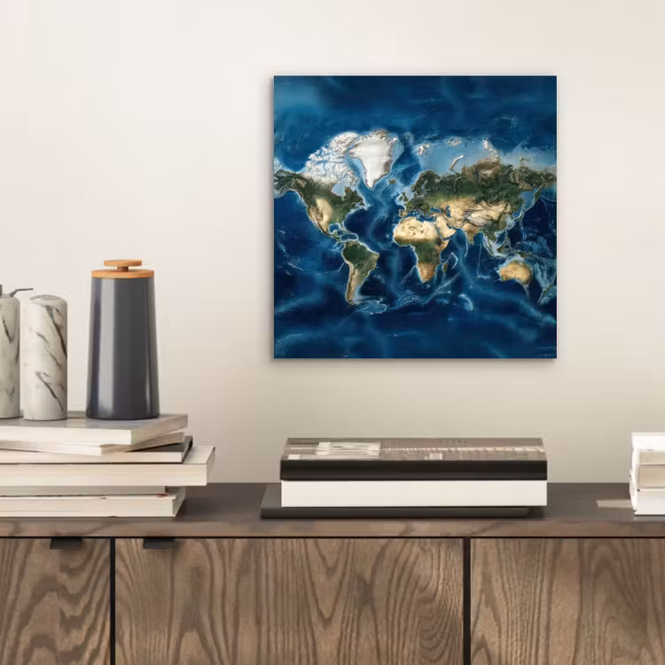 Wereldkaart - Natuurlijk - Goud aluminium wit klein -sfeer1