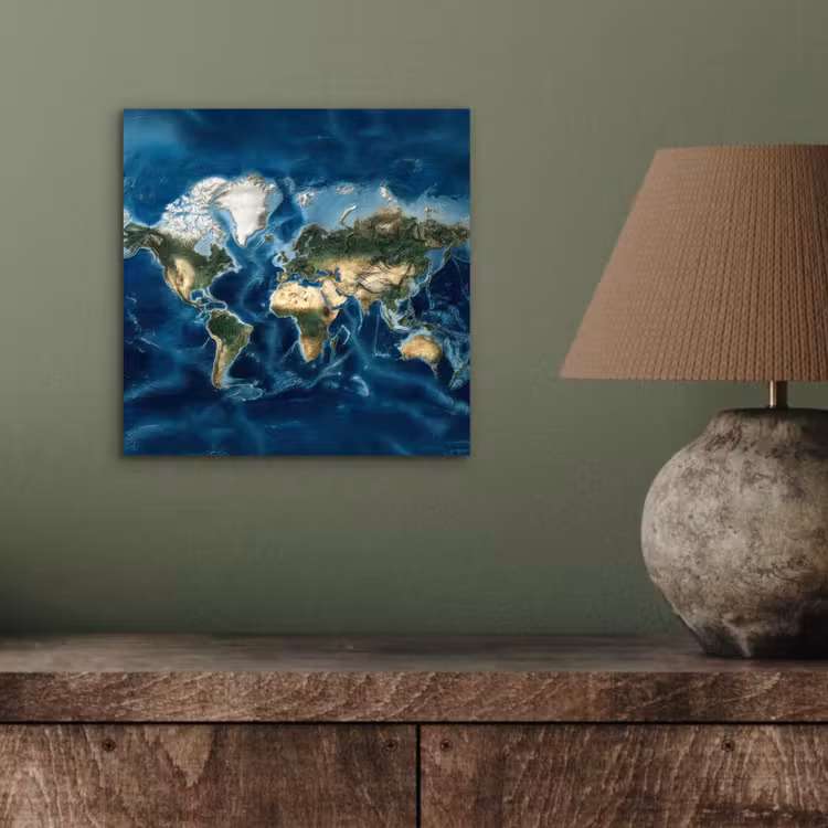 Wereldkaart - Natuurlijk - Goud aluminium wit klein -sfeer2