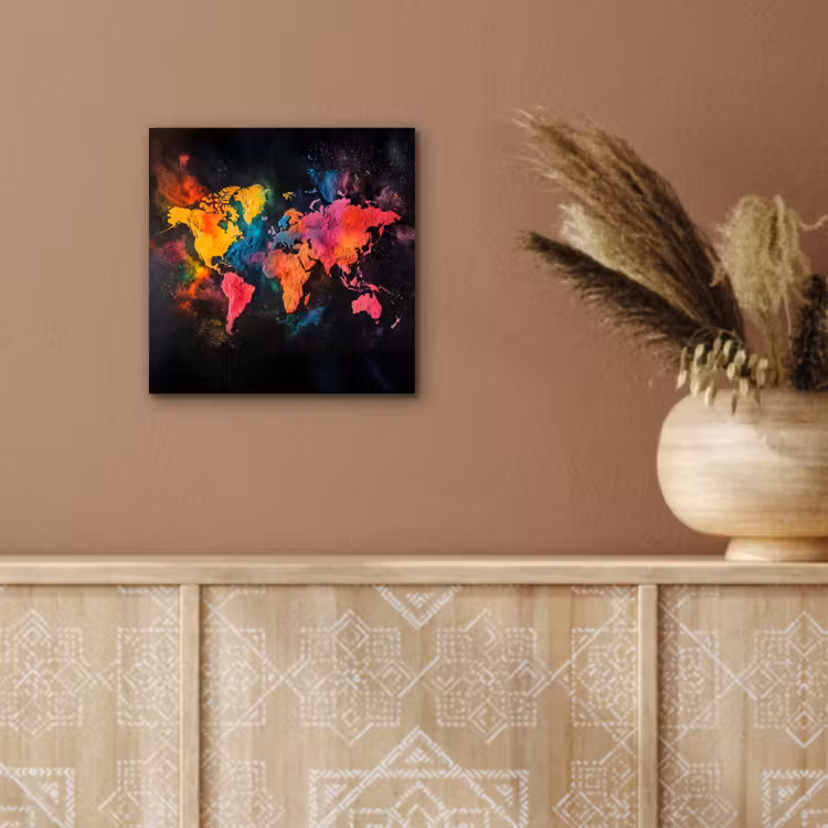 Wereldkaart - Poeder - Kleuren aluminium wit klein -sfeer4