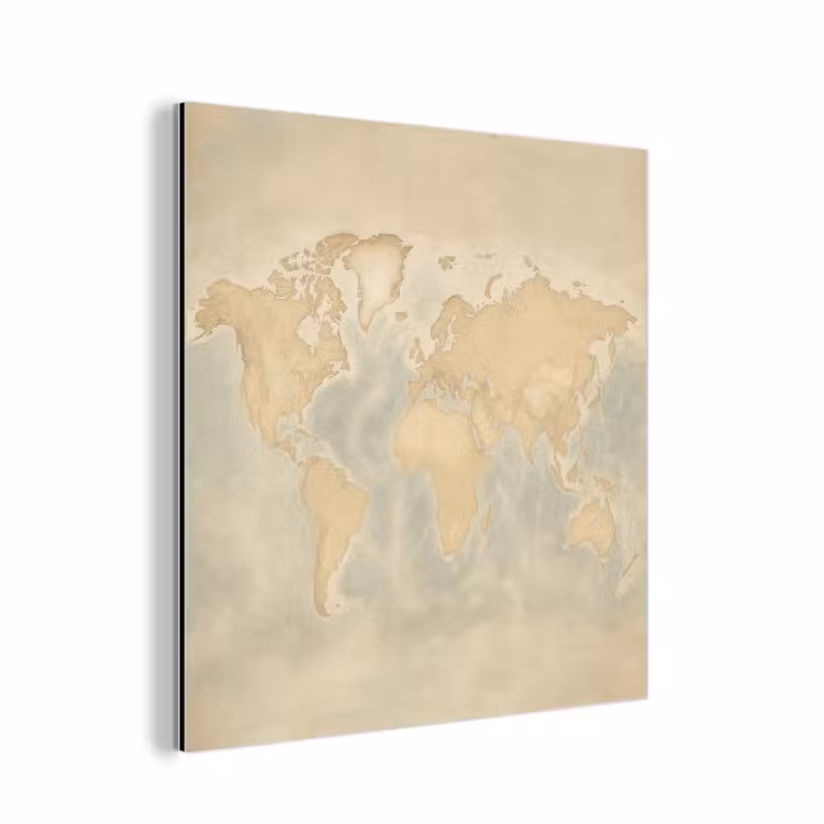 Wereldkaart - Reliëfstructuur aluminium wit klein -3d