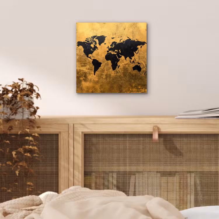 Wereldkaart - Vlekdetails - Goud aluminium wit klein -sfeer3