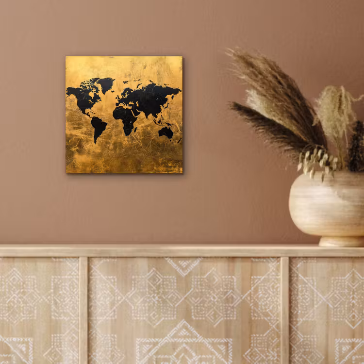 Wereldkaart - Vlekdetails - Goud aluminium wit klein -sfeer4