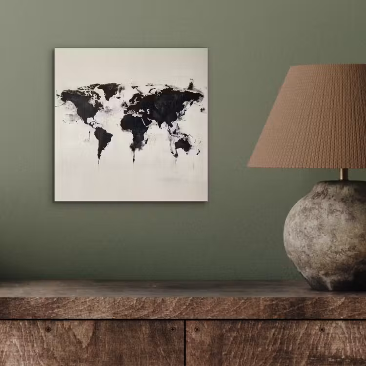 Wereldkaart - Textuur - Verf aluminium wit klein -sfeer2
