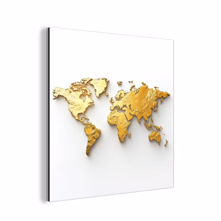 Wereldkaart - Volumineus - Wit aluminium wit klein -3d