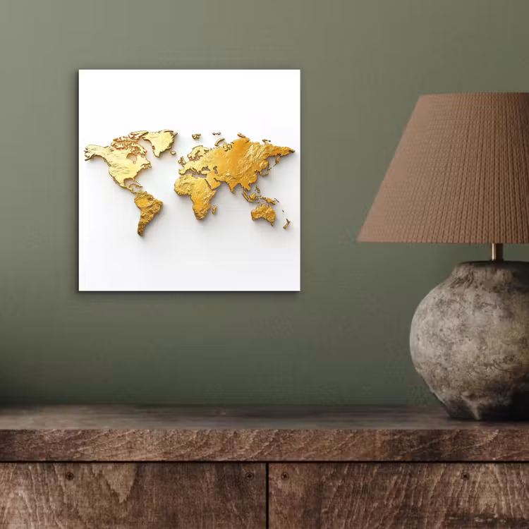 Wereldkaart - Volumineus - Wit aluminium wit klein -sfeer2