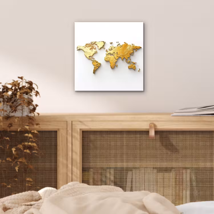 Wereldkaart - Volumineus - Wit aluminium wit klein -sfeer3