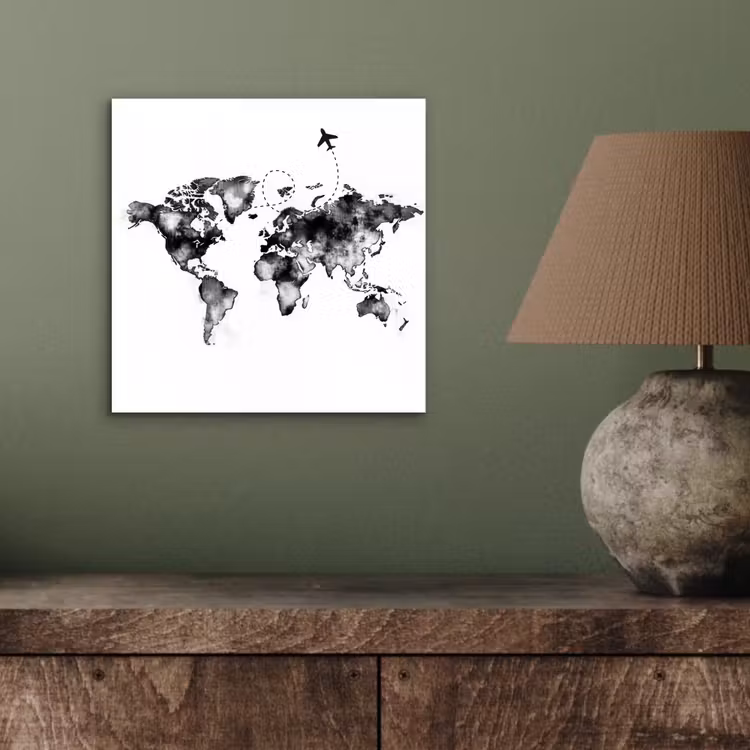 Wereldkaart - Wereldreis - Inkt aluminium wit klein -sfeer2