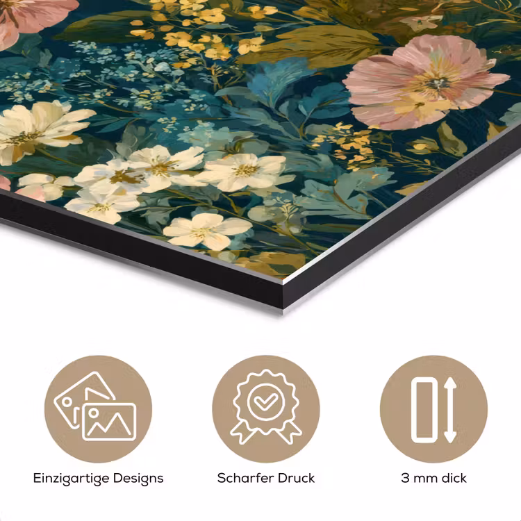 Wilde bloemen - Botanisch - Patroon - Roze - Romantisch aluminium wit klein 46 -closeup_DE