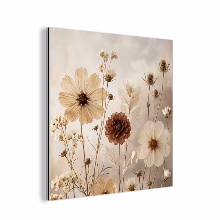 Wilde bloemen - Botanisch - Vintage - Natuur - Rustiek aluminium wit klein -3d