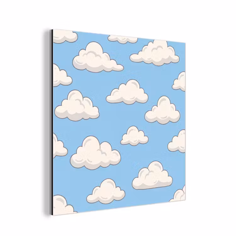 Wolk - Cartoon - Lucht - Blauw - Wit aluminium wit klein -3d