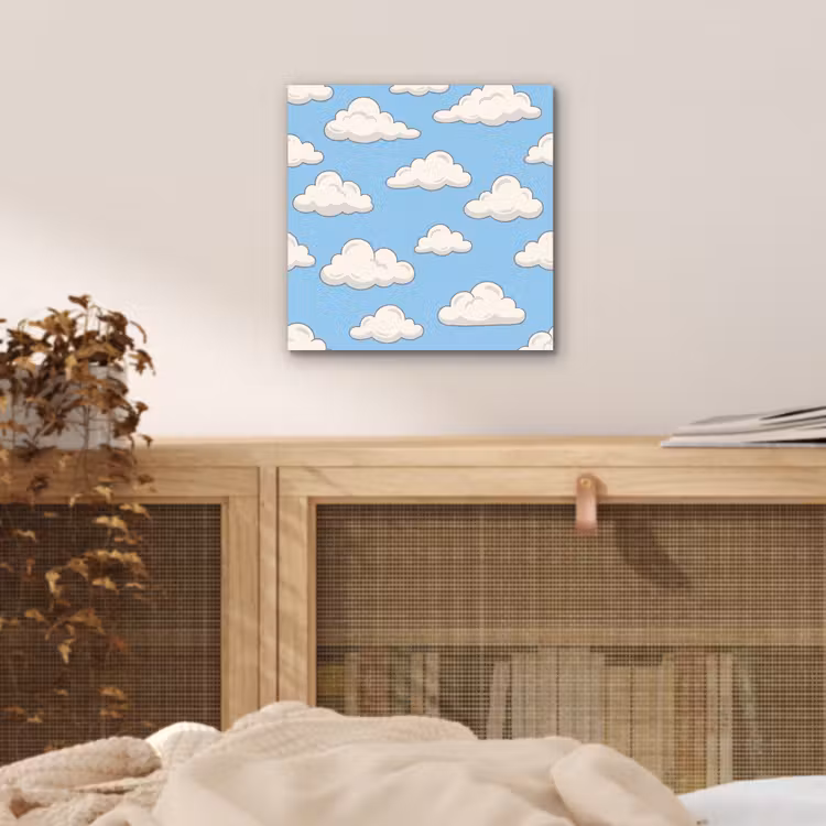 Wolk - Cartoon - Lucht - Blauw - Wit aluminium wit klein -sfeer3