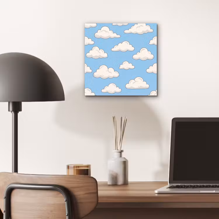 Wolk - Cartoon - Lucht - Blauw - Wit aluminium wit klein -sfeer5