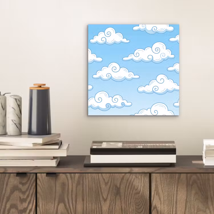 Wolk - Lucht - Cartoon - Blauw - Wit aluminium wit klein -sfeer1