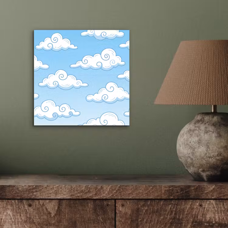 Wolk - Lucht - Cartoon - Blauw - Wit aluminium wit klein -sfeer2