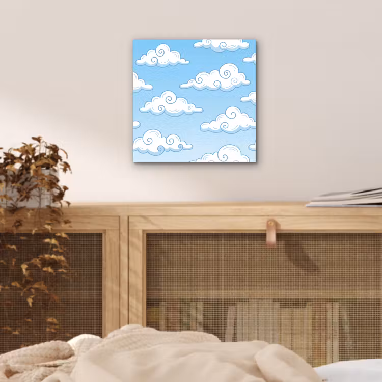 Wolk - Lucht - Cartoon - Blauw - Wit aluminium wit klein -sfeer3