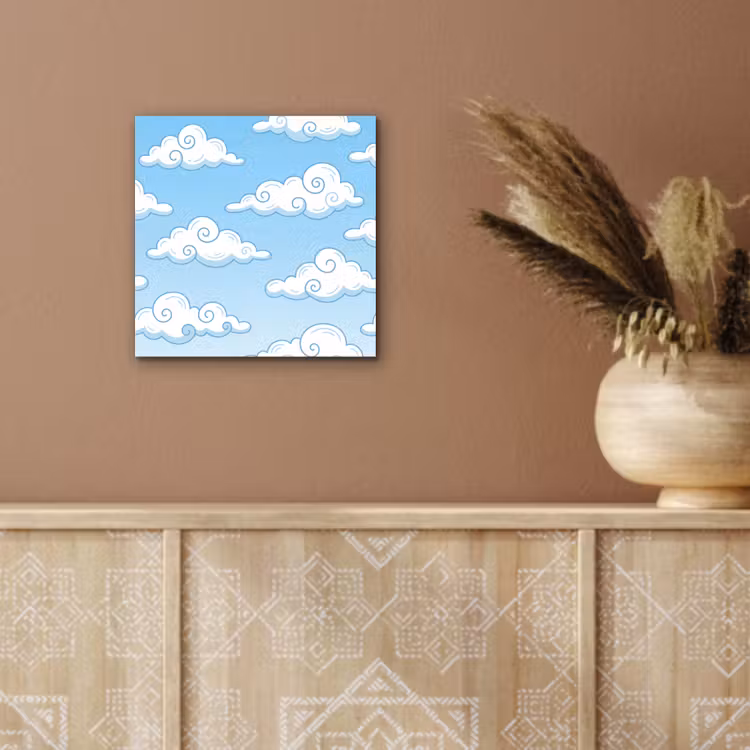 Wolk - Lucht - Cartoon - Blauw - Wit aluminium wit klein -sfeer4