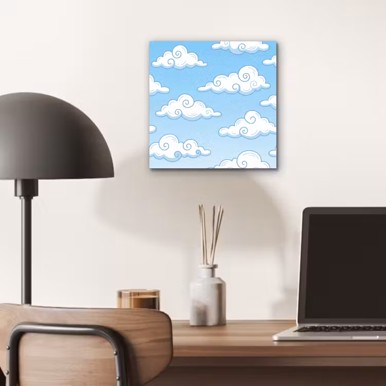 Wolk - Lucht - Cartoon - Blauw - Wit aluminium wit klein -sfeer5