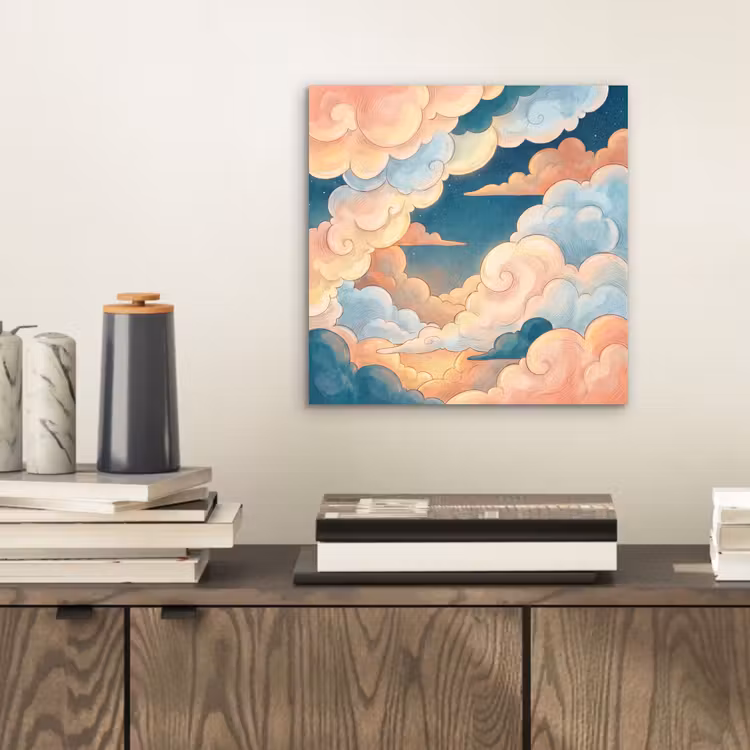 Wolk - Lucht - Natuur - Illustratief - Oranje aluminium wit klein -sfeer1