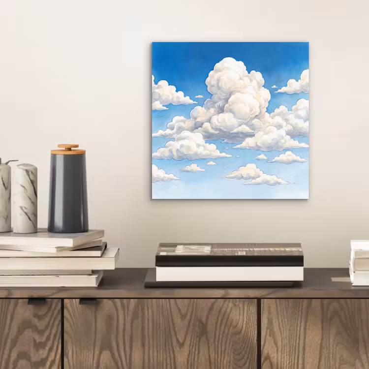 Wolken - Blauwe lucht - Natuur - Modern - Wit aluminium wit klein -sfeer1