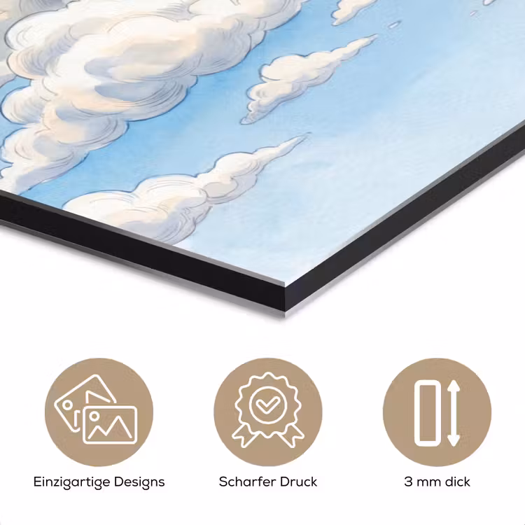 Wolken - Blauwe lucht - Natuur - Modern - Wit aluminium wit klein -closeup_DE