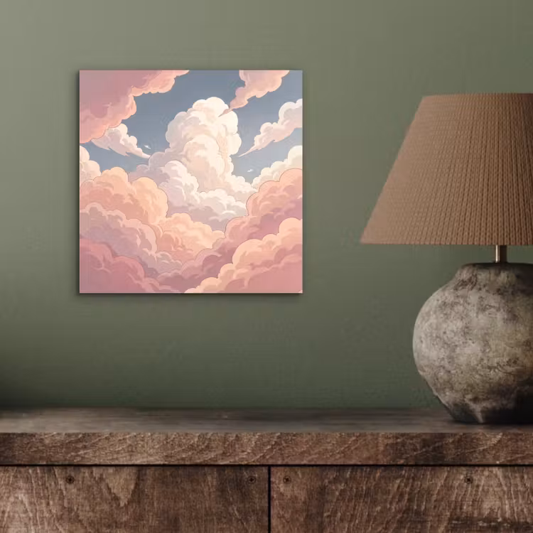 Wolken - Lucht - Natuur - Pastel - Roze aluminium wit klein -sfeer2