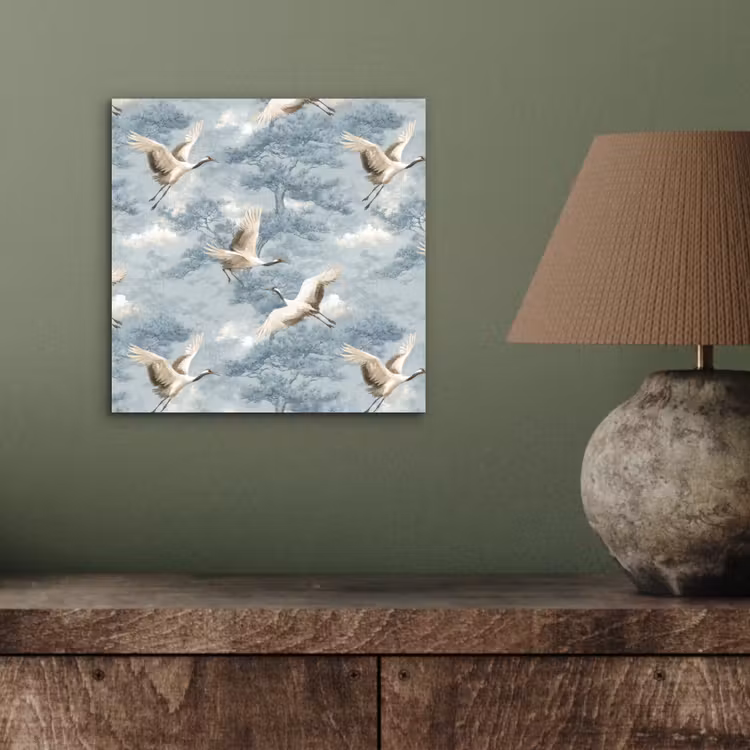 Wolken - Kraanvogels - Blauw aluminium wit klein 46 -sfeer2