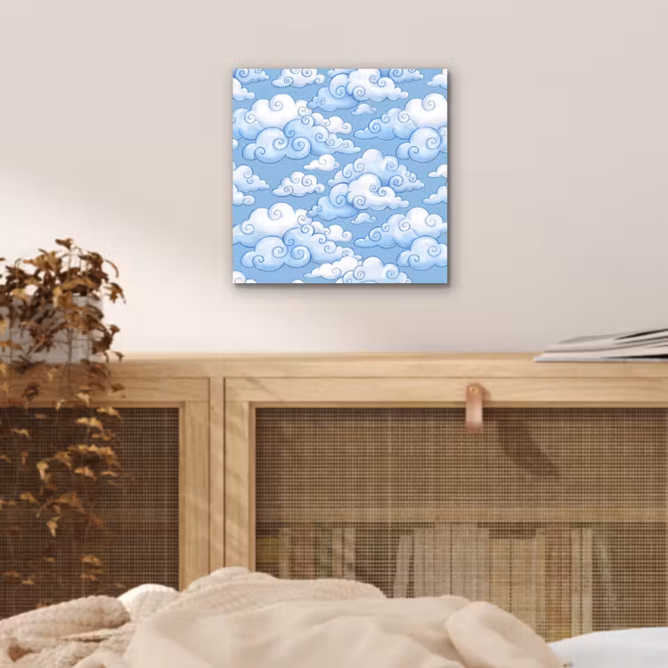 Wolken - Patroon - Hemel - Illustratie - Wit aluminium wit klein -sfeer3