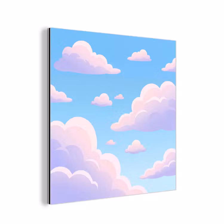 Wolken - Roze - Blauw - Natuur - Modern aluminium wit klein -3d