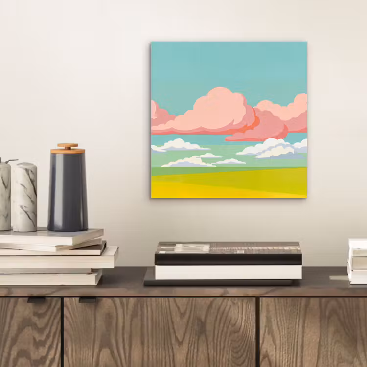 Wolken - Roze - Natuur - Modern - Pastel aluminium wit klein -sfeer1