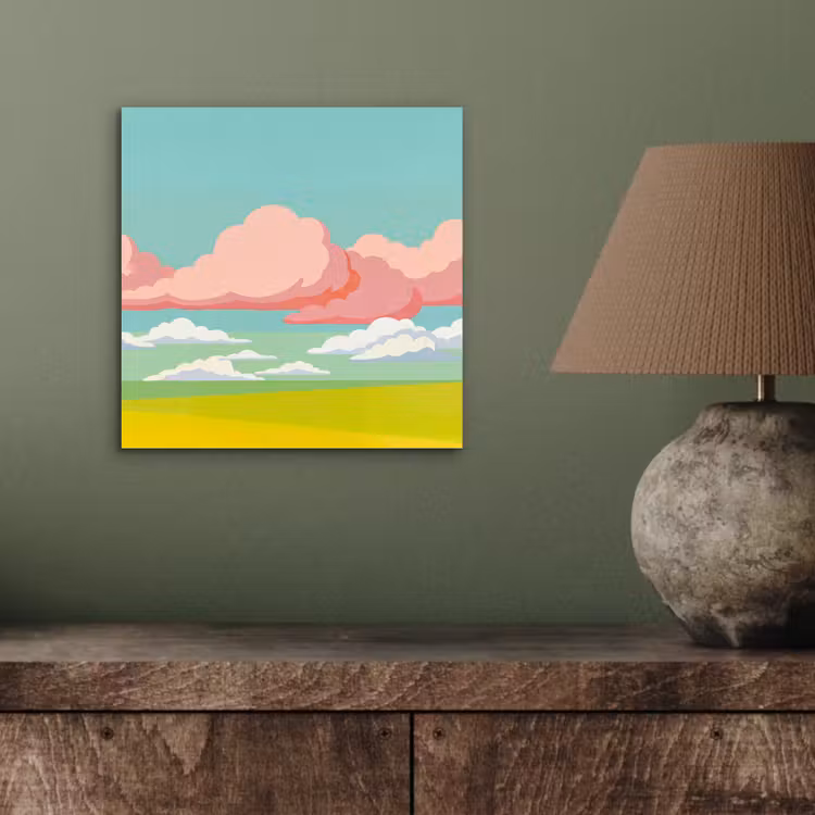 Wolken - Roze - Natuur - Modern - Pastel aluminium wit klein -sfeer2