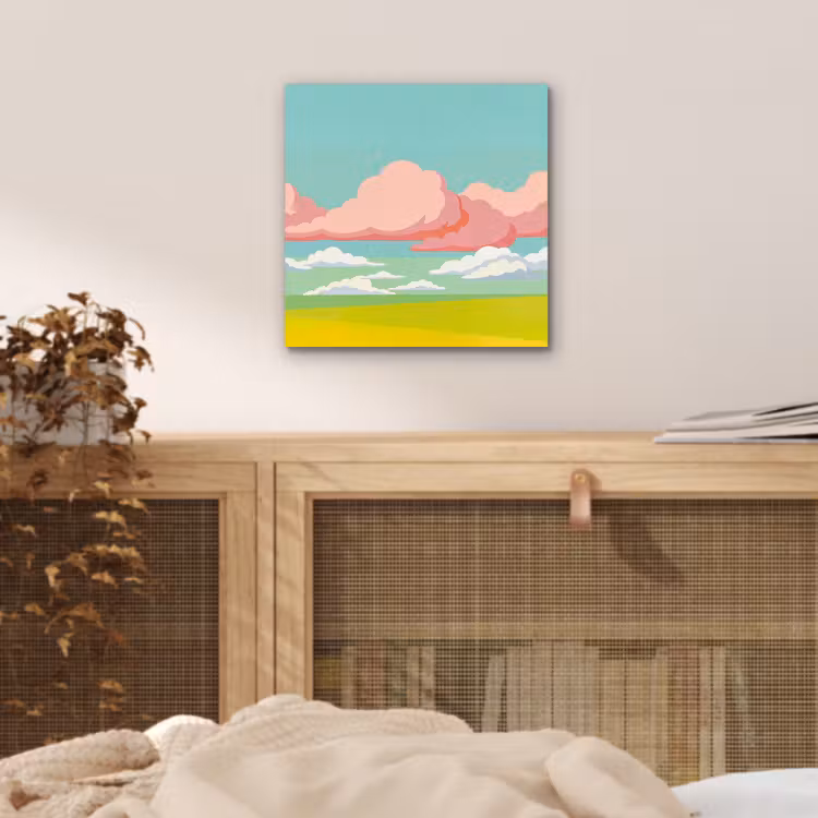 Wolken - Roze - Natuur - Modern - Pastel aluminium wit klein -sfeer3