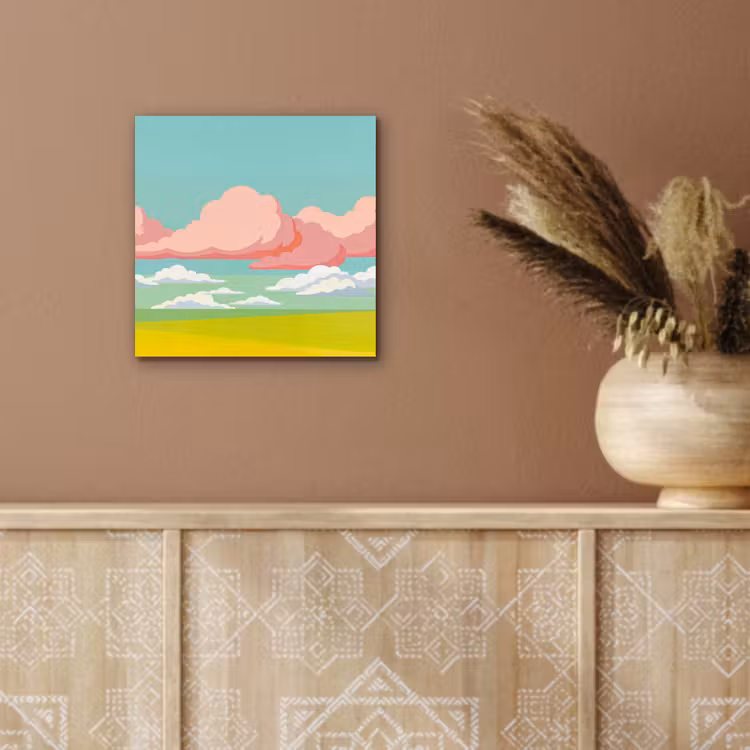 Wolken - Roze - Natuur - Modern - Pastel aluminium wit klein -sfeer4