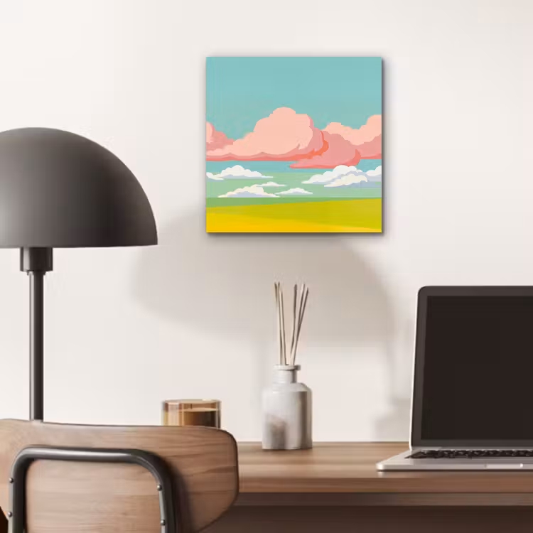 Wolken - Roze - Natuur - Modern - Pastel aluminium wit klein -sfeer5