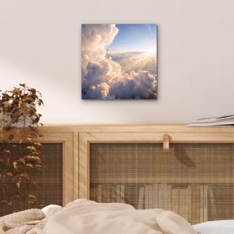Wolken - Zonnestralen - Natuur - Wit aluminium wit klein -sfeer3