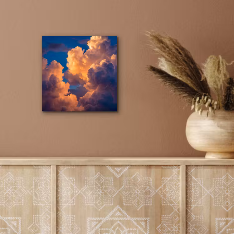 Wolken - Zonsondergang - Natuur - Oranje - Blauw aluminium wit klein -sfeer4