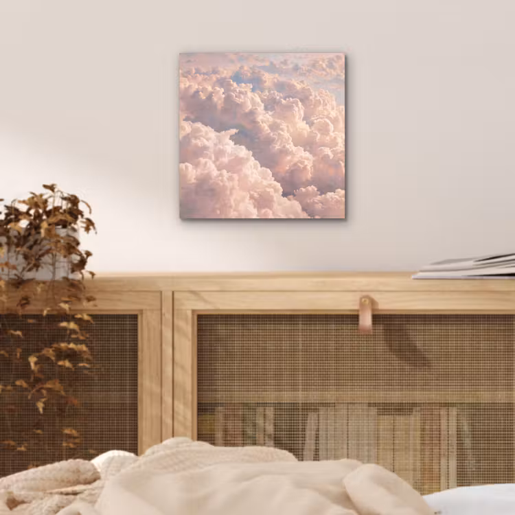 Wolken - Zonsondergang - Natuur - Pastel - Roze aluminium wit klein -sfeer3