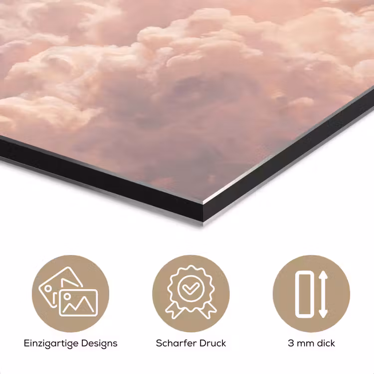 Wolken - Zonsondergang - Natuur - Pastel - Roze aluminium wit klein -closeup_DE
