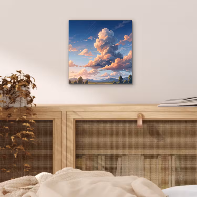 Wolken - Daghemel - Natuur - Illustratie - Oranje aluminium wit klein -sfeer3